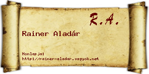 Rainer Aladár névjegykártya